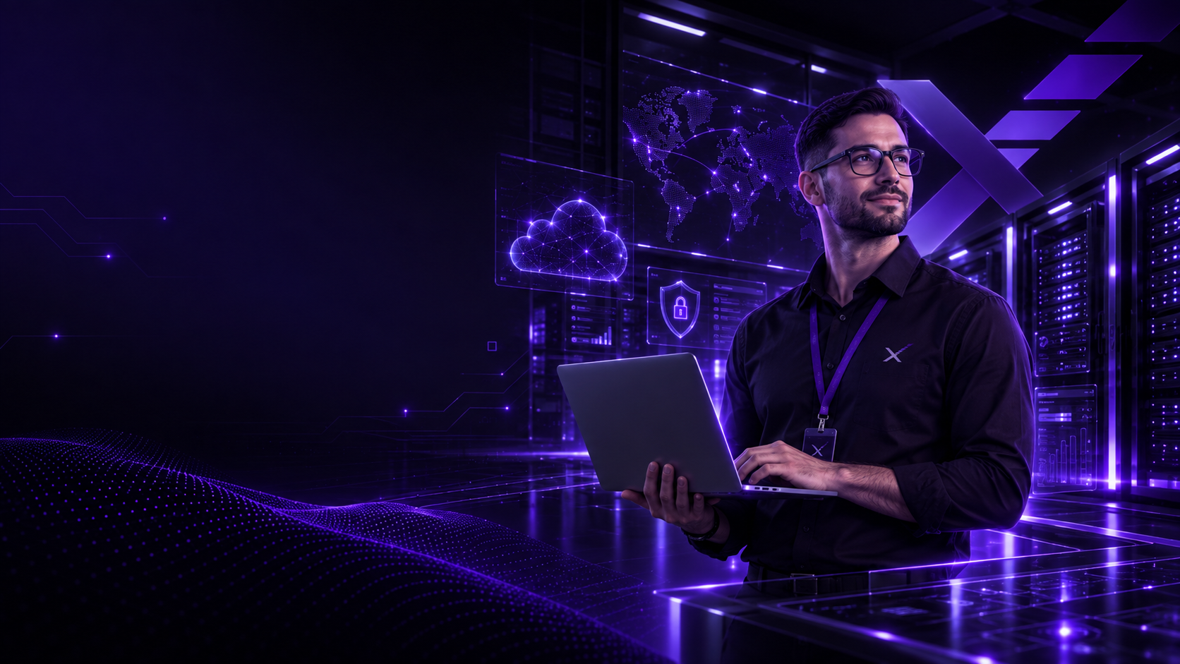 Especialista tecnológico trabajando en una infraestructura digital