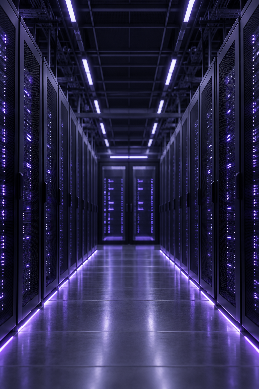 Pasillo de racks en un centro de datos empresarial